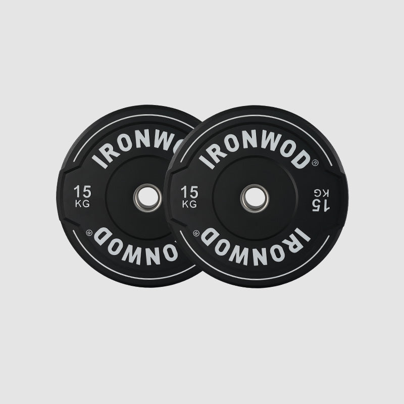 IRONWOD Black Hybrid Bumper Plates