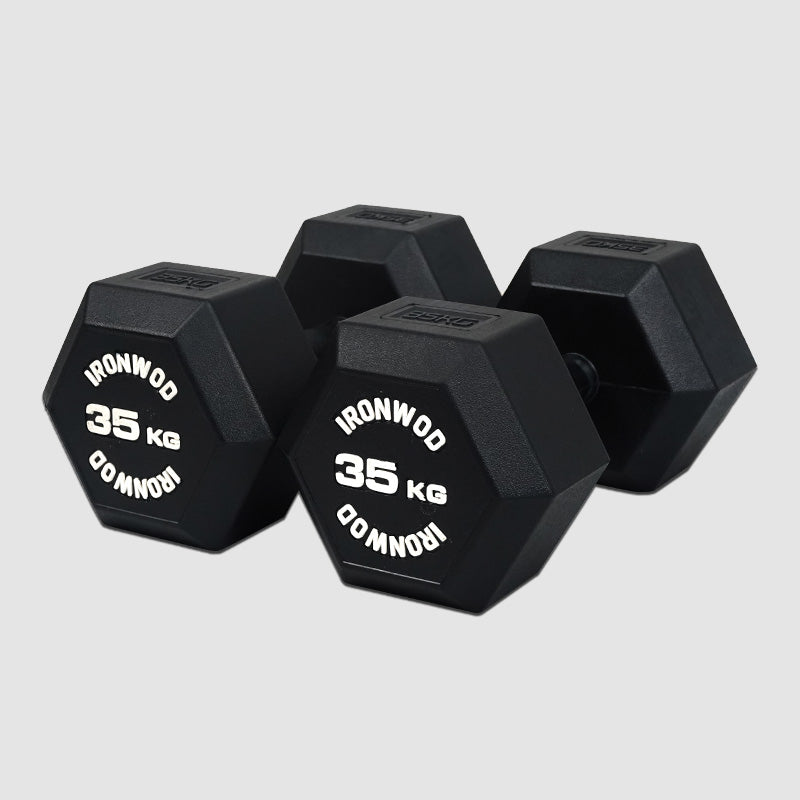 IRONWOD Rubber Coated Hex Dumbbells