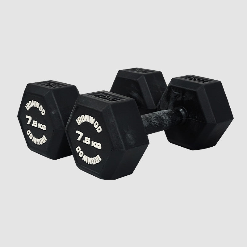 IRONWOD Rubber Coated Hex Dumbbells
