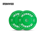 IRONWOD Colorful Rubber Barbell Plates with Grip Handles