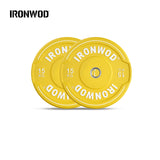 IRONWOD Colorful Rubber Barbell Plates with Grip Handles