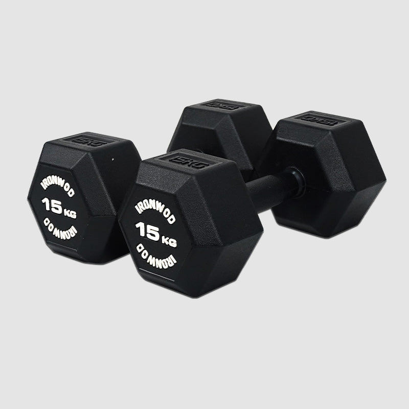 IRONWOD Rubber Coated Hex Dumbbells