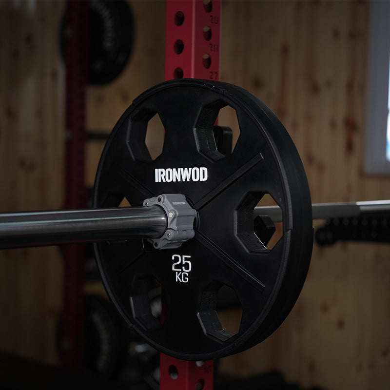 IRONWOD Fitness 6-Hole Rubber-Coated Cast Iron Plates