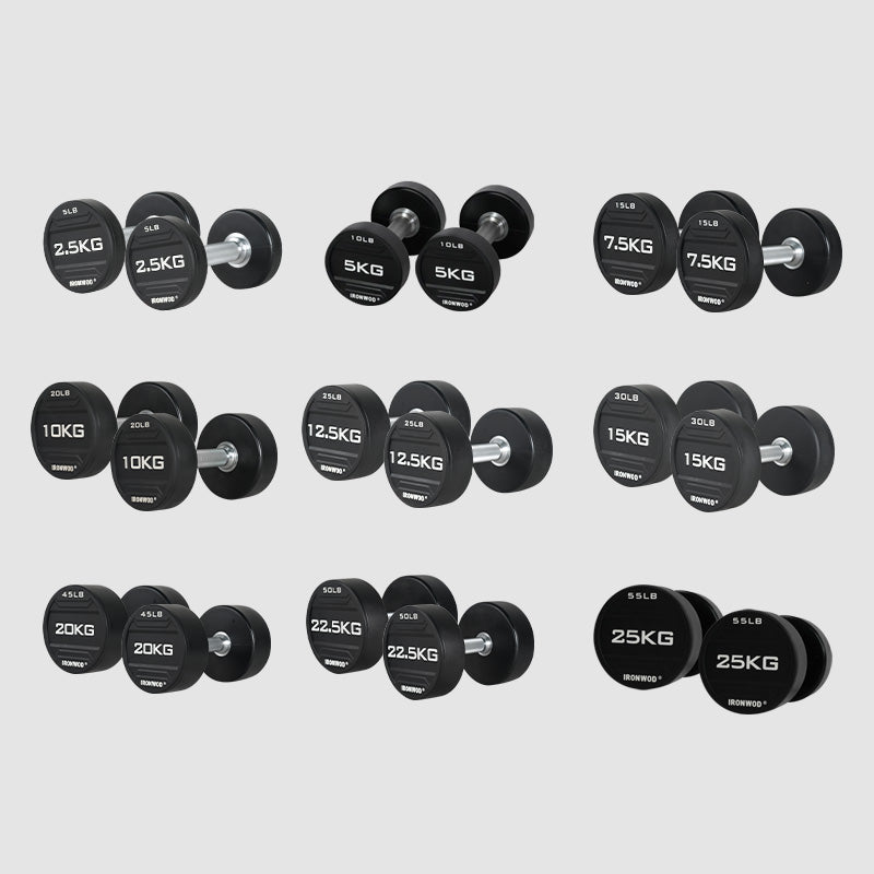 IRONWOD Rubber-Coated Round-Head Dumbbell