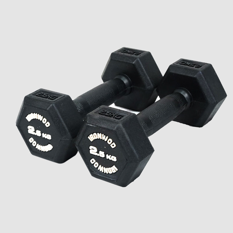 IRONWOD Rubber Coated Hex Dumbbells