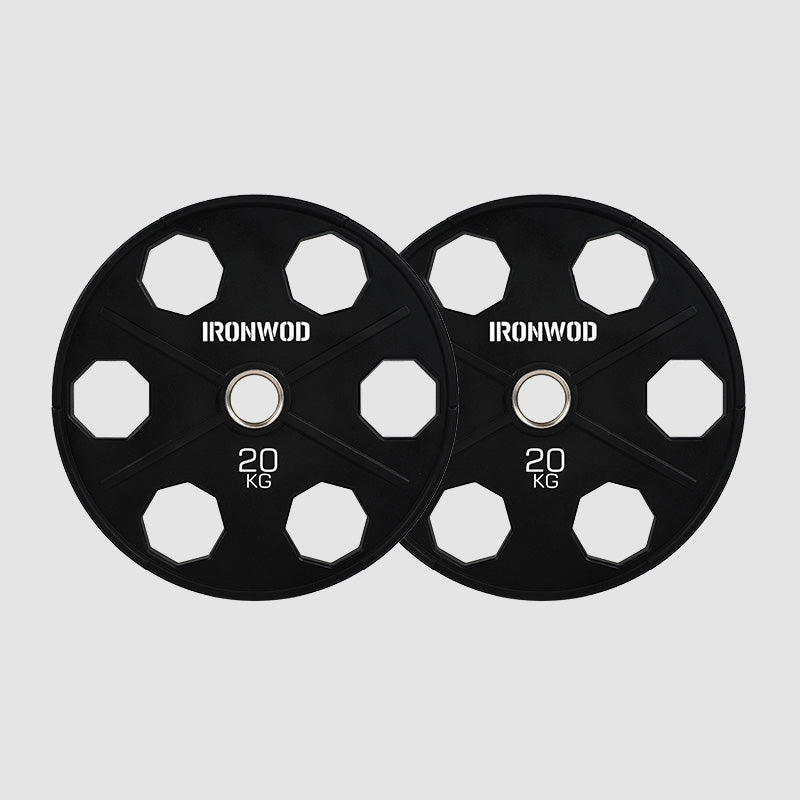 IRONWOD Fitness 6-Hole Rubber-Coated Cast Iron Plates