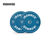 IRONWOD Colorful Rubber Barbell Plates with Grip Handles