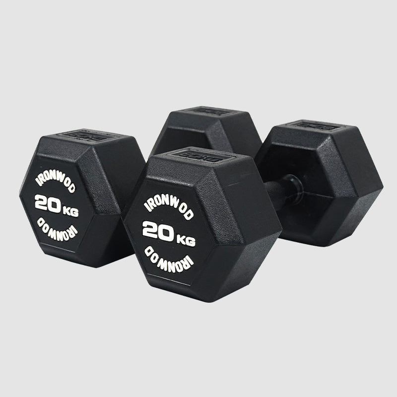 IRONWOD Rubber Coated Hex Dumbbells