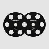 IRONWOD Fitness 6-Hole Rubber-Coated Cast Iron Plates