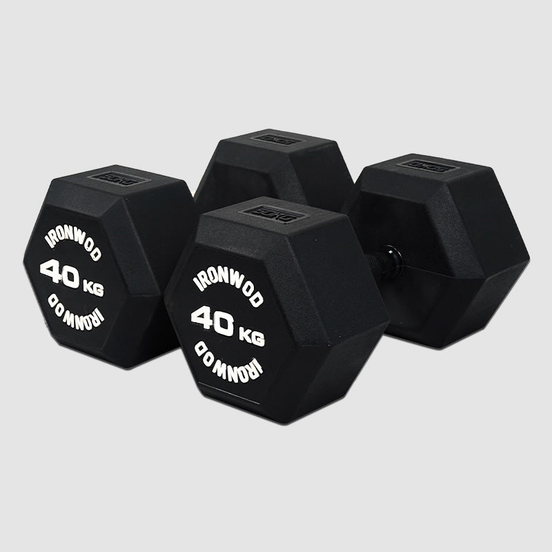 IRONWOD Rubber Coated Hex Dumbbells