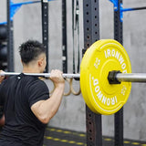 IRONWOD Colorful Rubber Barbell Plates with Grip Handles