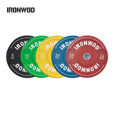 IRONWOD Colorful Rubber Barbell Plates with Grip Handles