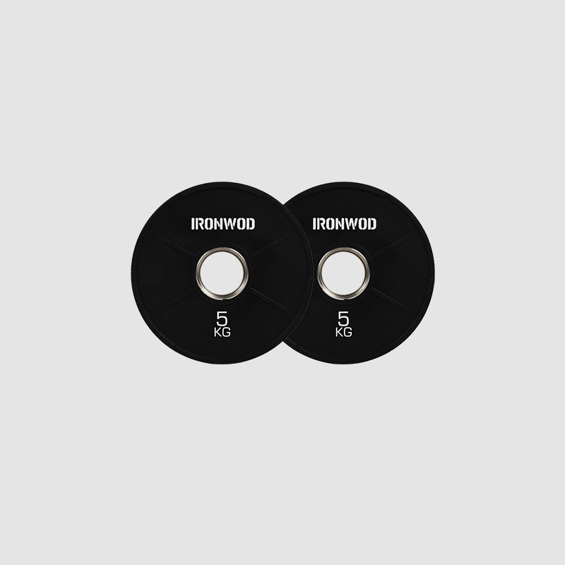 IRONWOD Fitness 6-Hole Rubber-Coated Cast Iron Plates