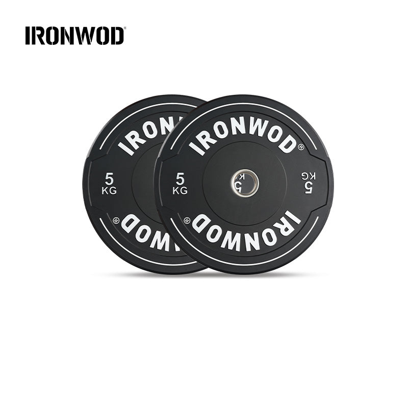 IRONWOD Colorful Rubber Barbell Plates with Grip Handles
